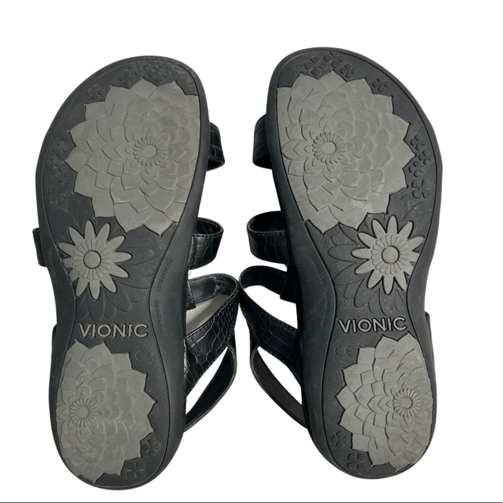 Vionic Amber Adjustable Black Open Toe Stylish Sa… - image 3